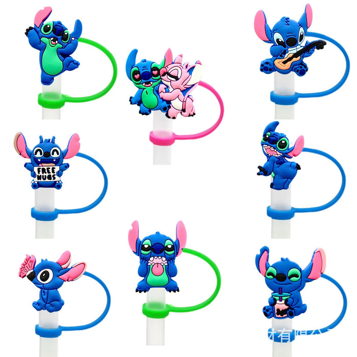 Wholesale Soft plastic straw cap, handle cup, reusable cup, straw cover, cute decorative dust cap