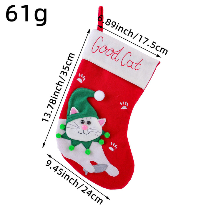 Wholesale Cute Cat and Dog Christmas Socks Cartoon Christmas Socks Pendant Christmas Tree Gift Bag Decorative Socks