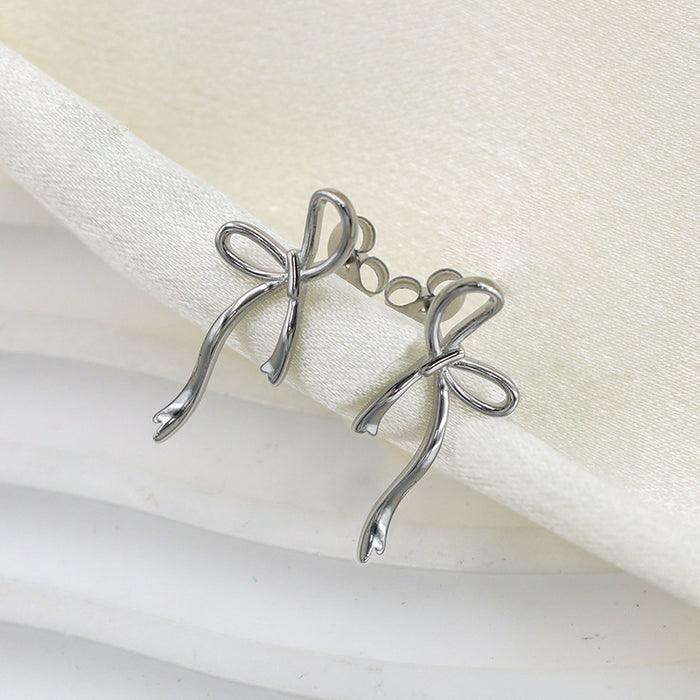 Wholesale Hollow Earrings Simple Light Titanium Steel