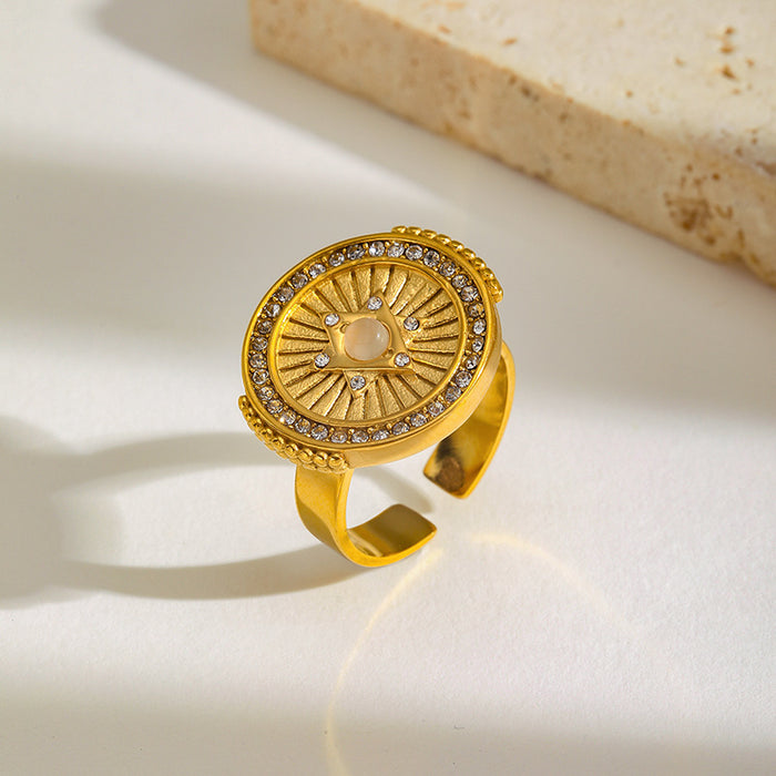 Wholesale Electroplating stainless steel ring, niche, high-end, light luxury, non fading, open mouth ring