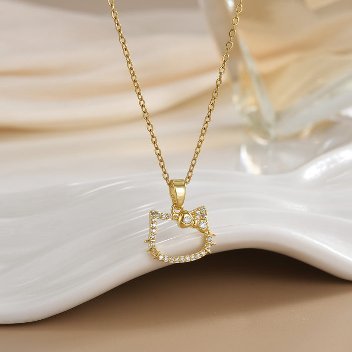 Wholesale Cat pendant micro-painted zircon copper gold-plated clavicle necklace