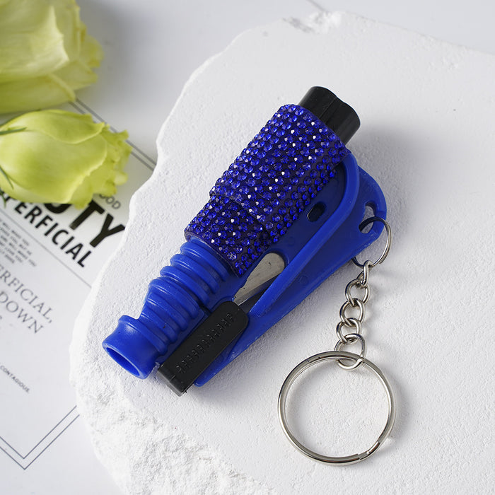 Wholesale Diamond-studded Plastic 2-in-1 Mini Window Breaker Keychain JDC-KC-ZY029