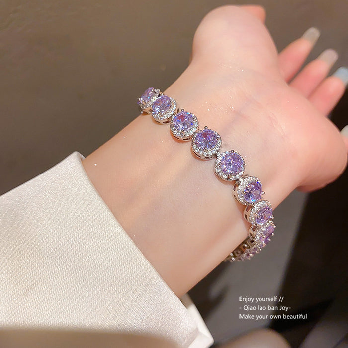Wholesale Copper Zircon Oval Cuff Bracelet Fashionable Wrist Jewelry