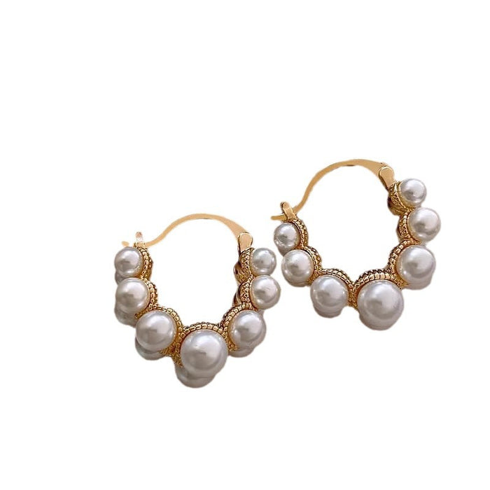 Wholesale Double-row pearl earrings ring