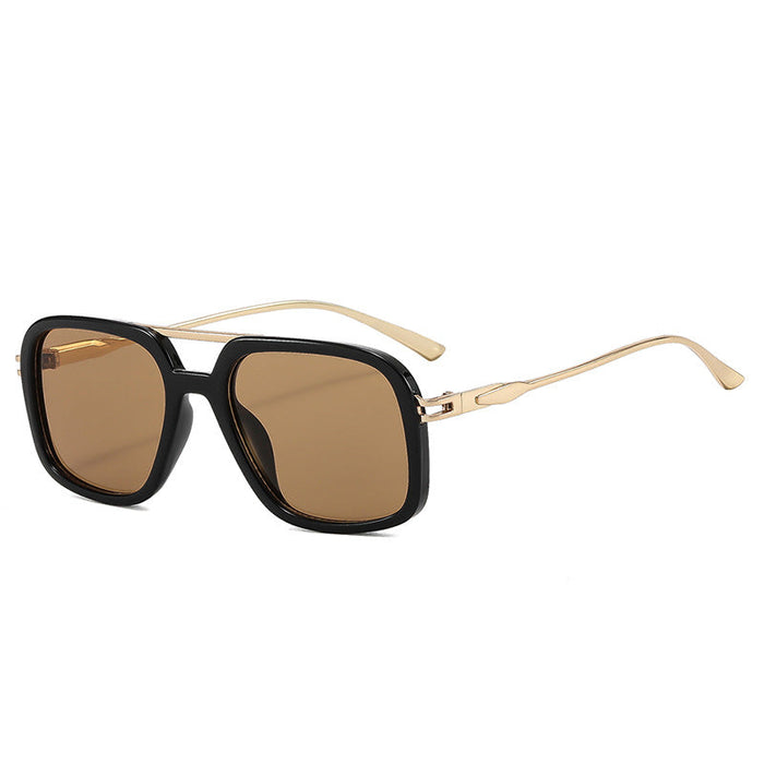 Wholesale Chic Retro Double Bridge Sunglasses for Women UV400 Large Frame Black Gray Sun Protection Fashion Accessory
