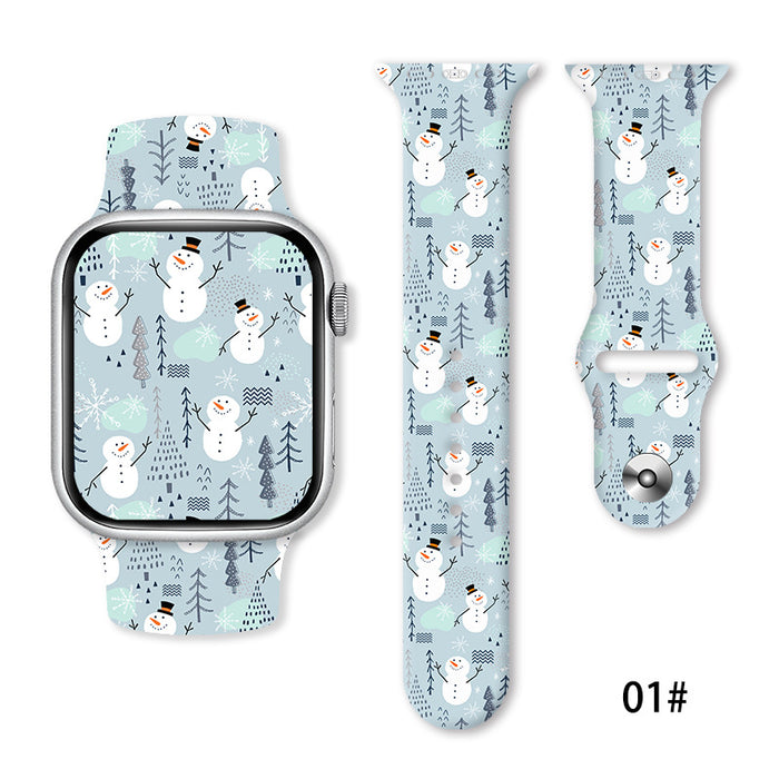 Wholesale Cartoon Christmas Silicone Strap Suitable for Apple Watch Strap JDC-WD-NuoQi005