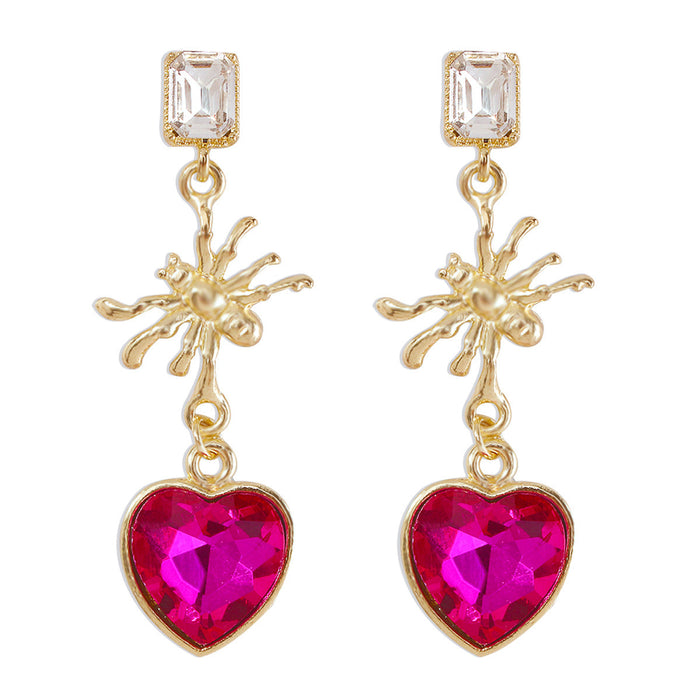 Wholesale Alloy Water Diamond Spider Halloween Element Earrings JDC-ES-QianDi007