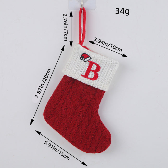 Wholesale Classic Red Letter Christmas Socks Wool Knitted Christmas Socks Festive Christmas Pendant Decoration
