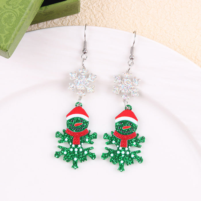 Wholesale Cross-border new Christmas earrings multi-color snowman Christmas tree acrylic earrings fashion earrings ear jewelry for women