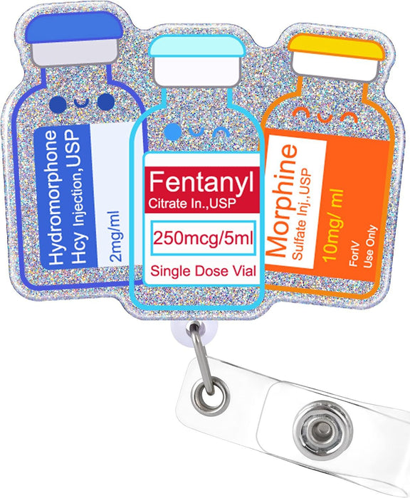 Wholesale Acrylic Medicine Bottle Nurse Cap Telescopic Clip Acrylic Keychain JDC-KC-QiDing011