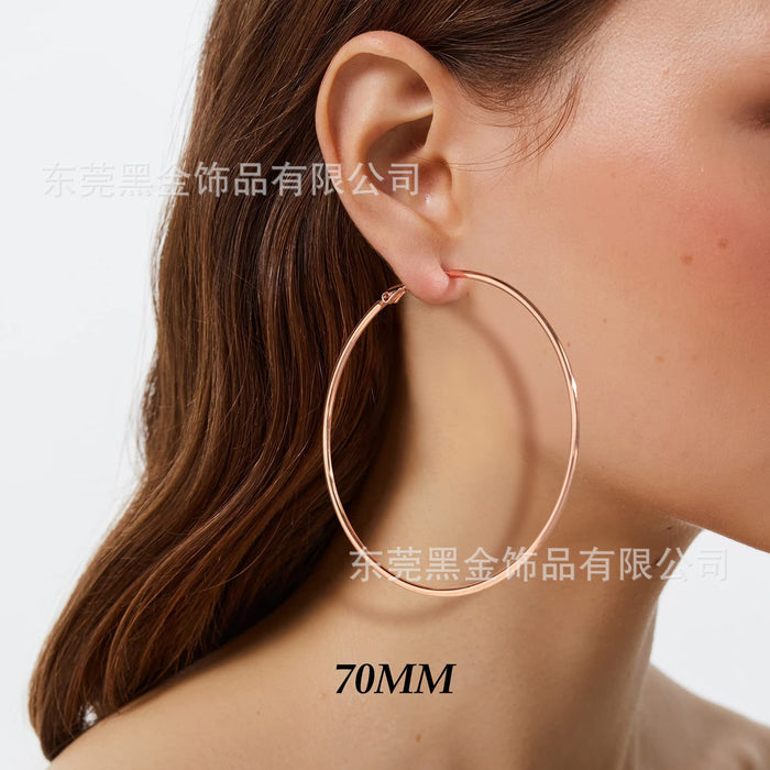 Wholesale Stainless Steel Large Round Wire Earrings JDC-ES-HeiJ001