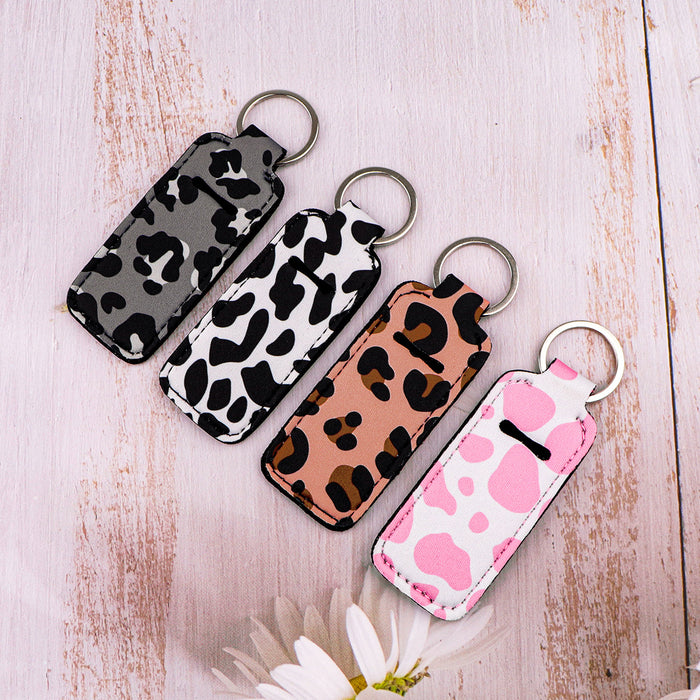 Wholesale Leopard Lipstick Set Heat Transfer Keychain