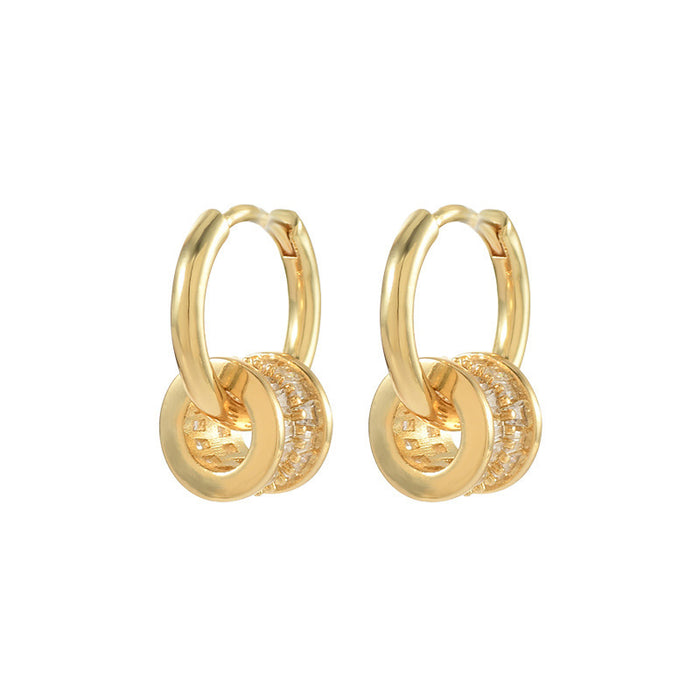 Wholesale Summer new simple and fashionable oval hollow ear buckle for women's high-end earrings with copper inlaid zircon earrings