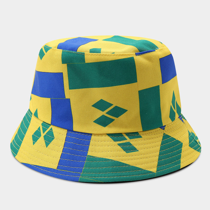 Wholesale Summer World Cup National Flags Pattern Double-Sided Bucket Fashionhat for Men and Women