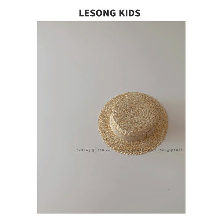 Wholesale Children's Straw Hat Sun Hat Sunscreen Hat Flat Top Hat Fisherman Hat