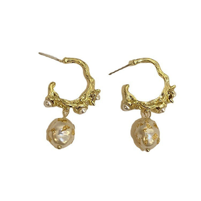 Wholesale Retro metallic butterfly earrings, high-end floral earrings, versatile, exaggerated, niche earrings