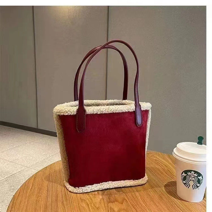 Wholesale Large-capacity plush frosted handbag for autumn and winter
