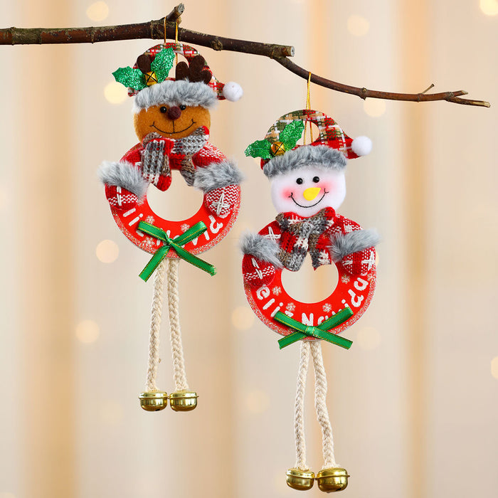 Wholesale Christmas doll small pendant board with bells Christmas tree pendant Christmas decoration supplies