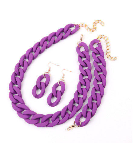 Wholesale Acrylic Rubber Feel Paint Versatile Necklace Earrings Set JDC-ES-ChouD012