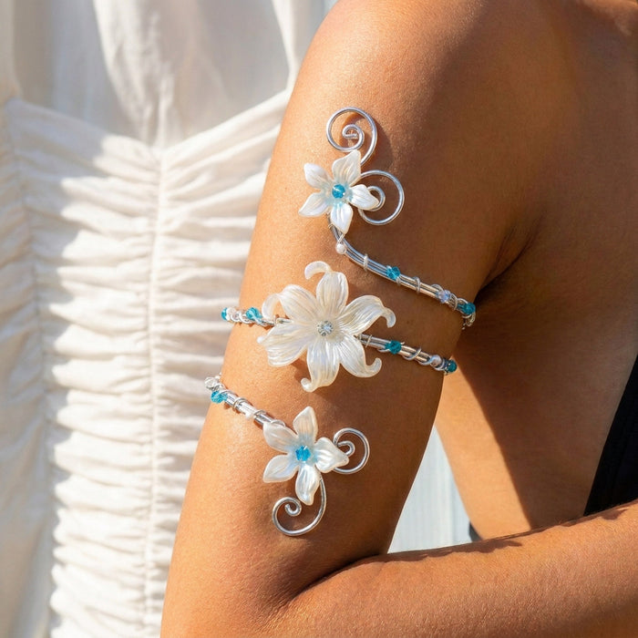 Wholesale Bohemian style hand-wrapped flower armlet women' s ethnic style seashell flower armband