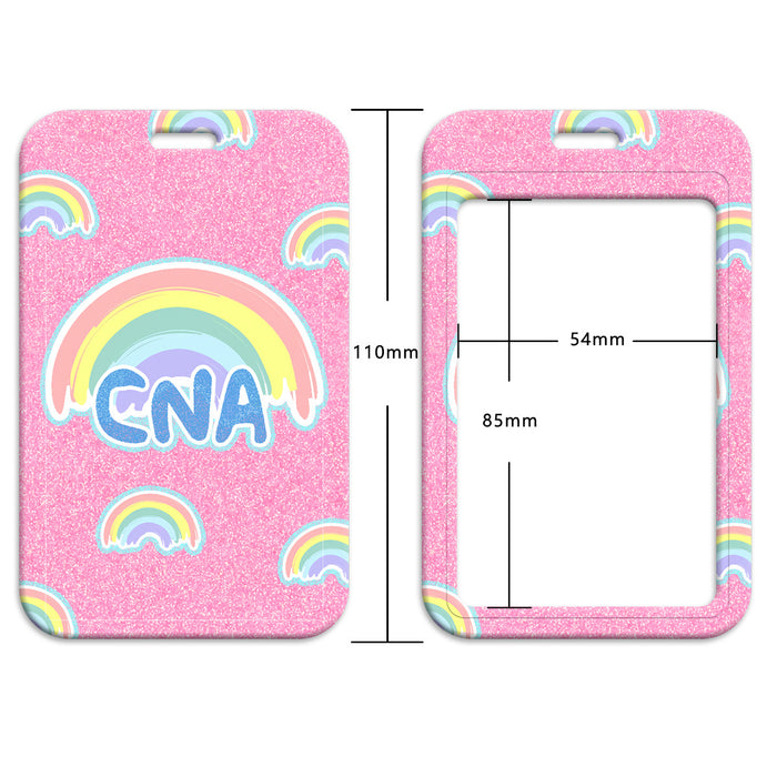 Wholesale Heart-shaped work ID card holder with phone lanyard Keychain and sliding hard case