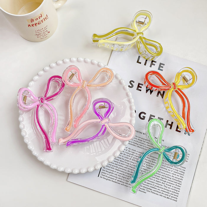 Wholesale Chic Bow Design Hair Claw Clip Grass Green Handmade Fashion Accessory Gift Boutique Resale