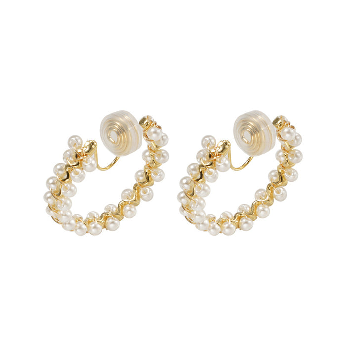 Wholesale High end retro pearl earrings with versatile temperament, earrings without ear holes, ear clips, and earrings