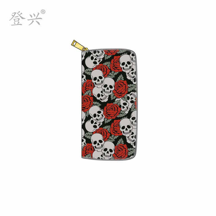 Wholesale New Skull PU Long Zipper Wallet JDC-WT-DengX021