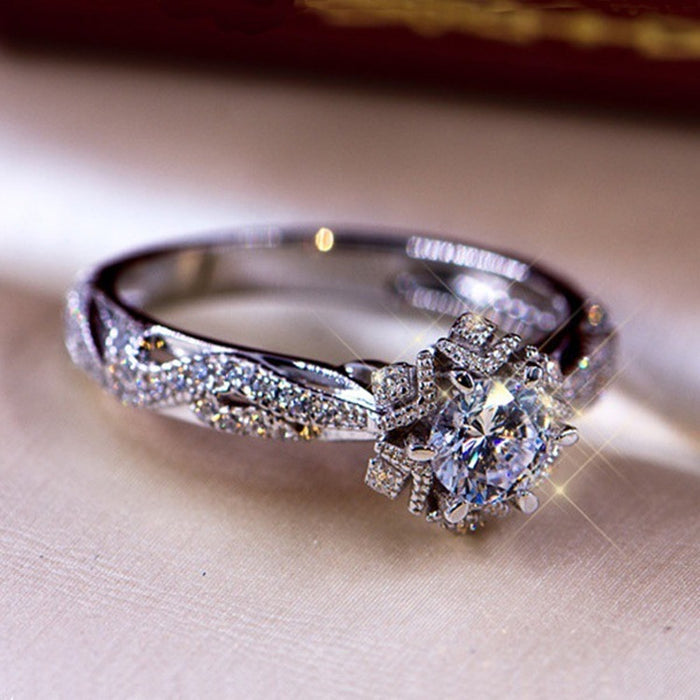 Wholesale Diamond inlaid flower ring luxury ring jewelry