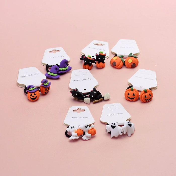 Wholesale Cute  pumpkin ghost children' s hair band Girls baby rubber band Girls hair accessories headband headdress suit