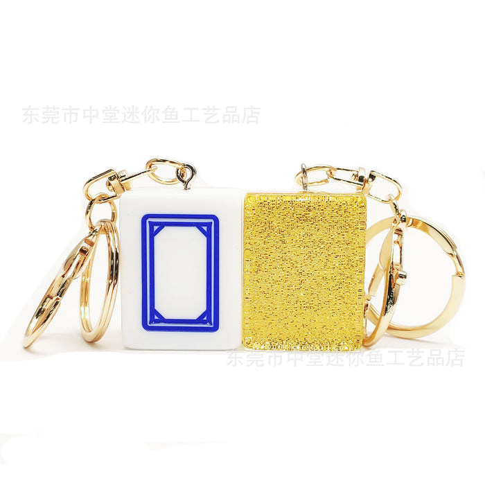 Wholesale Creative Mahjong Keychain Funny Small Accessories Simple Small Pendant Resin Accessories Pendant