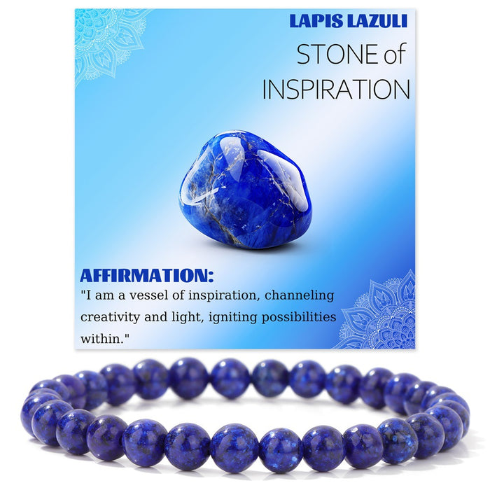 Wholesale 6mm stone bead bracelet with elastic cord card packaging