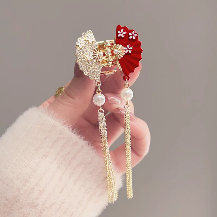 Wholesale tassel grab clip red butterfly shark clip hairpin female shake hairpin