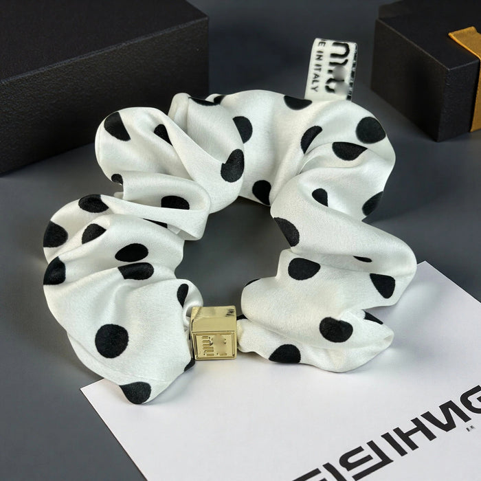 Wholesale Stylish Fabric Scrunchie With Polka Dot And English Letter Design Fashion Hair Accessory For Everyday Gift