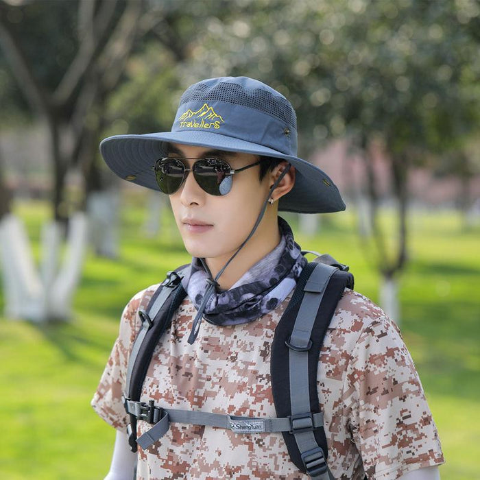Wholesale Fisherman hat men's summer outdoor fishing sun protection large brim thin breathable sun hat