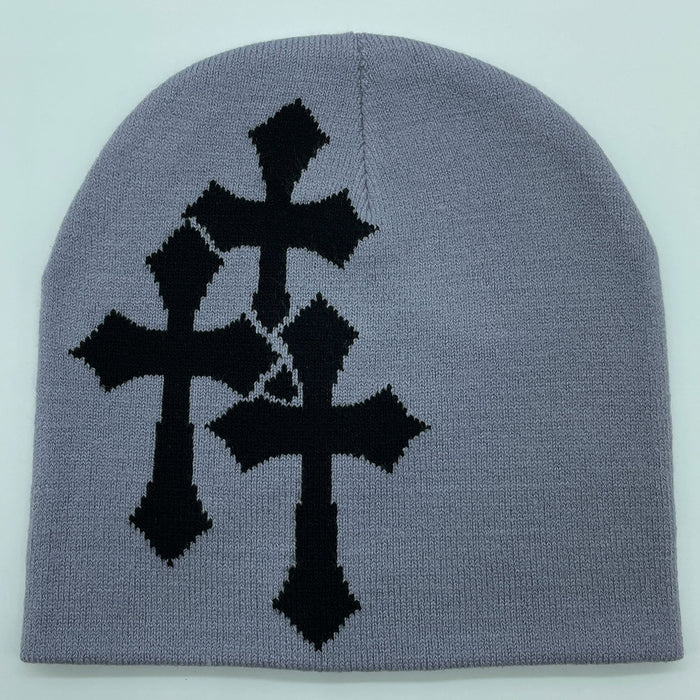 Wholesale Acrylic Cross Jacquard Yarn Knitted Hat JDC-FH-Mingw004