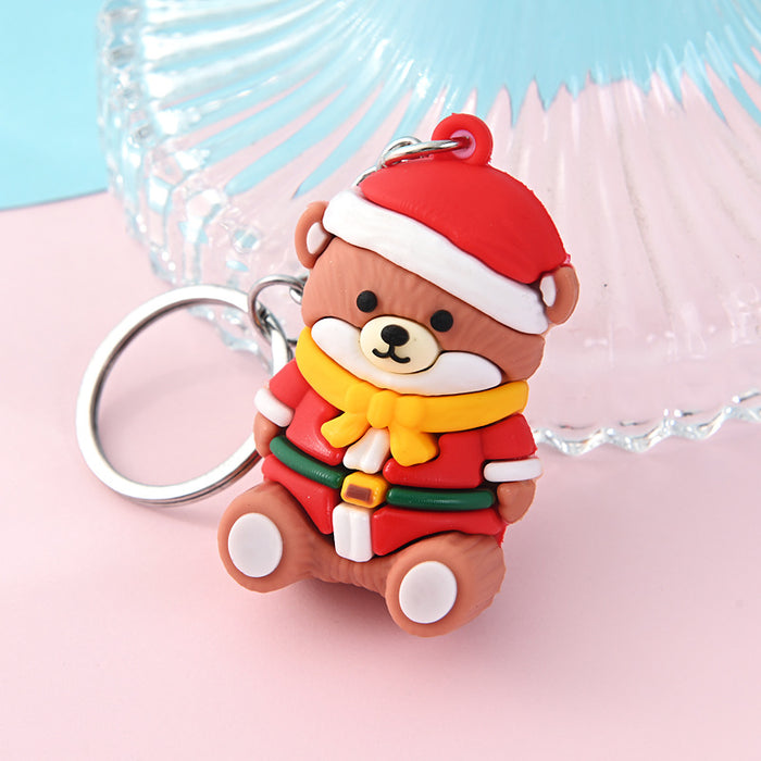 Wholesale 10PCS PVC Christmas Tree Snowman Doll Keychain JDC-KC-AQing011