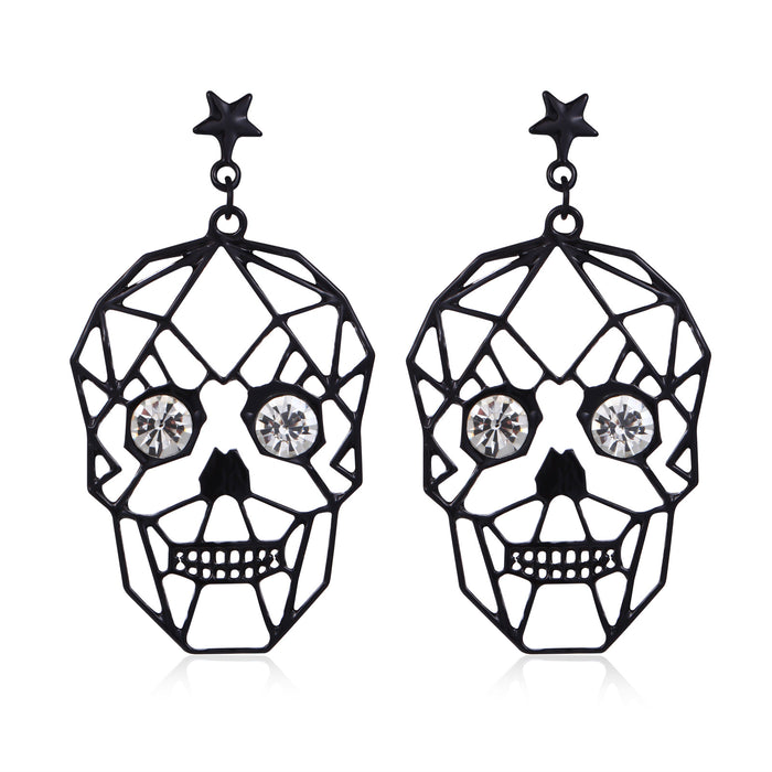 Wholesale 3pcs Halloween Series Skull Pumpkin Zinc Alloy Diamond Earrings JDC-ES-BinL010