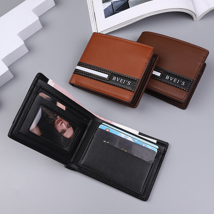 Wholesale PU Leather Men' s Bifold Wallet with Letter Design and Multiple Card Slots Stylish Everyday Accessory