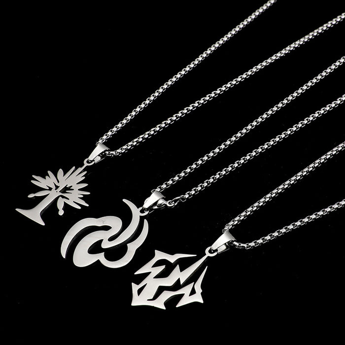 Wholesale Wind Thunder Fire Ice Void Pendant Titanium Steel Necklace JDC-NE-Xinx009