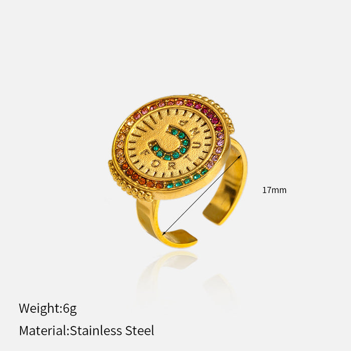 Wholesale High end stainless steel diamond inlaid movable ring that does not fade and is environmentally friendly ring jewelry