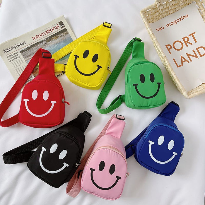 Wholesale Children's Bags,cute Smiling Face Letter Printed Small Shoulder Bags Boys and Girls Go Out Snacks Shoulder Bags JDC-SD-YT002