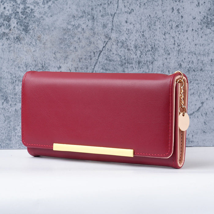 Wholesale Chic PU Long Wallet Black Solid Urban Simplicity Sequins Detail for Women