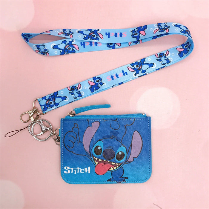 Wholesale PU Cartoon Printing with Key Chain Lanyard Card Holder Coin Purse JDC-WT-YaLL017