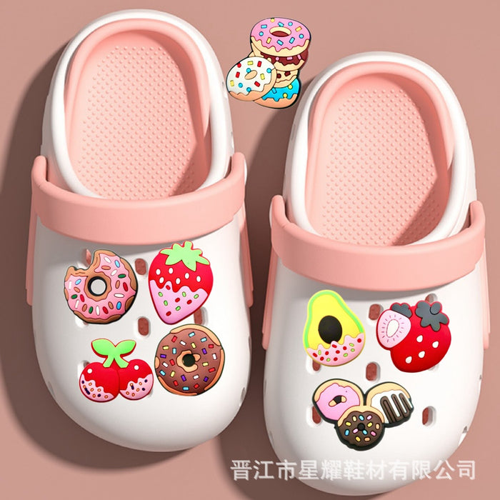 Wholesale Doughnut Hole Shoes Flower Shoe Buckle Decorative Buckle Cartoon PVC Soft Rubber DIY Accessories Shoe Flower Buckle Spot Wholesale
