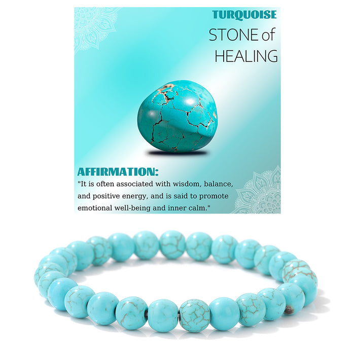 Wholesale 8mm stone bead bracelet with elastic cord a new design for couples