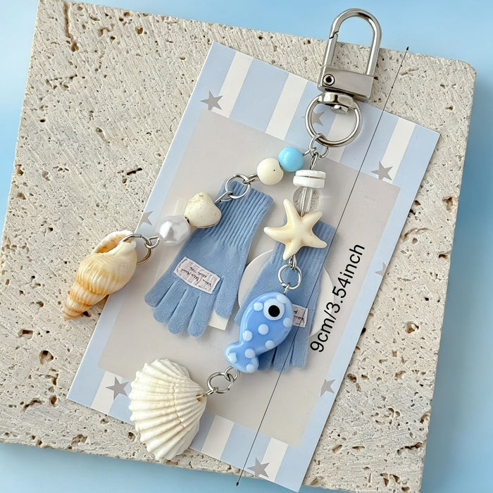 Wholesale Ocean Chic Handmade Beaded Shell Starfish Phone Strap Keychain Bag Charm Gift