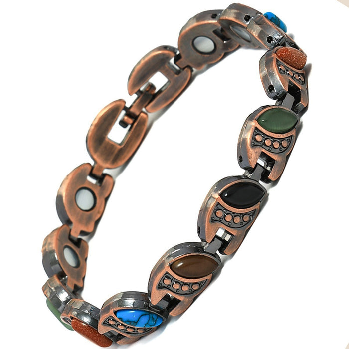 Wholesale Turquoise Magnet Bracelet Antique Red Copper Brushed Retro Bracelet
