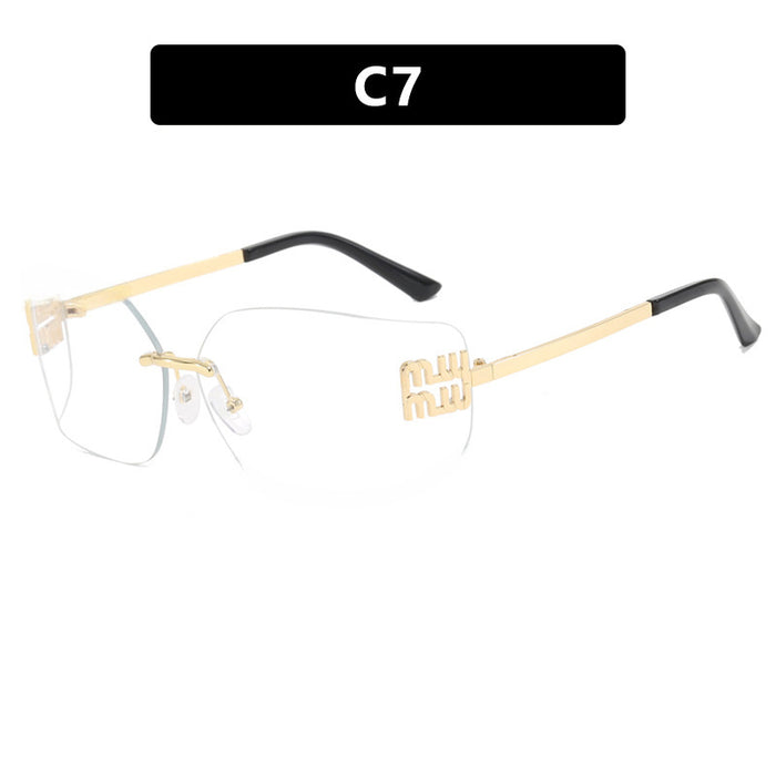 Wholesale Frameless high-end sunglasses, retro sunglasses, sunglasses