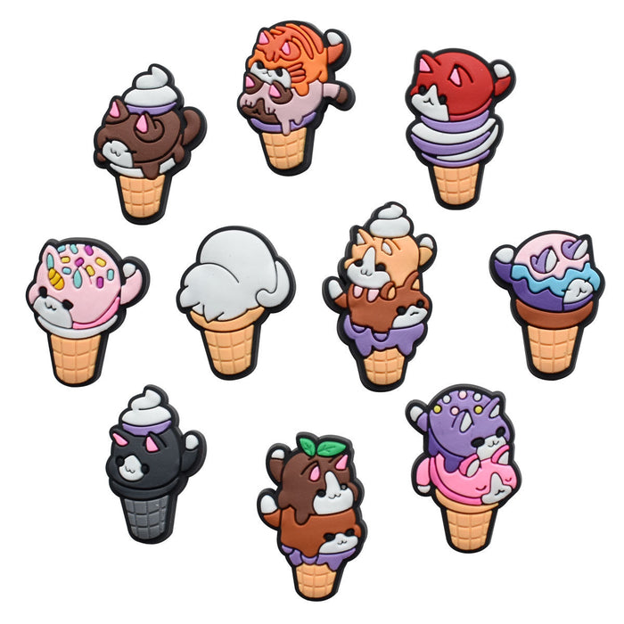 Wholesale 100PCS PVC Cartoon Animal Ice Cream DIY Shoe Buckle JDC-SC-RYY011